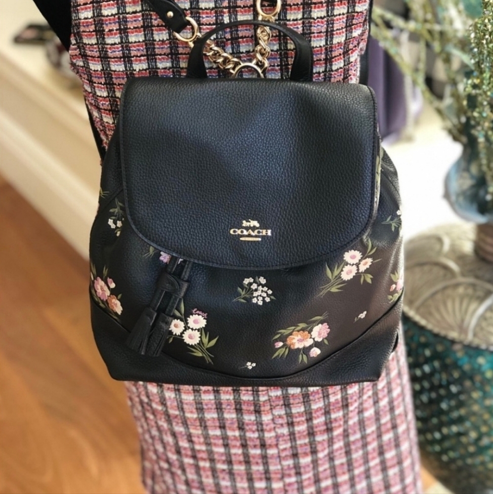 RARE Coach leather floral backpack